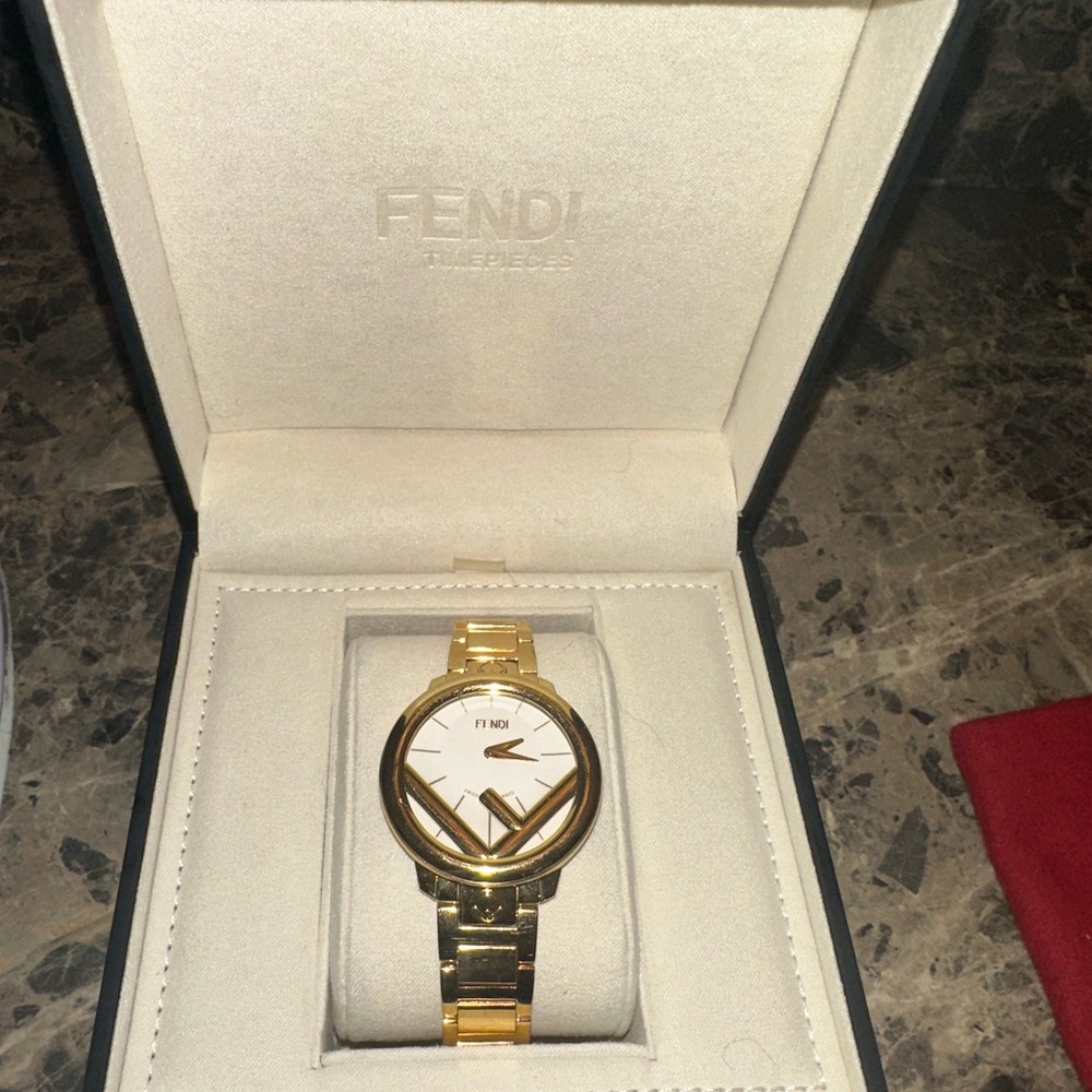Fendi Women's Gold Tone F Logo Dial Watch